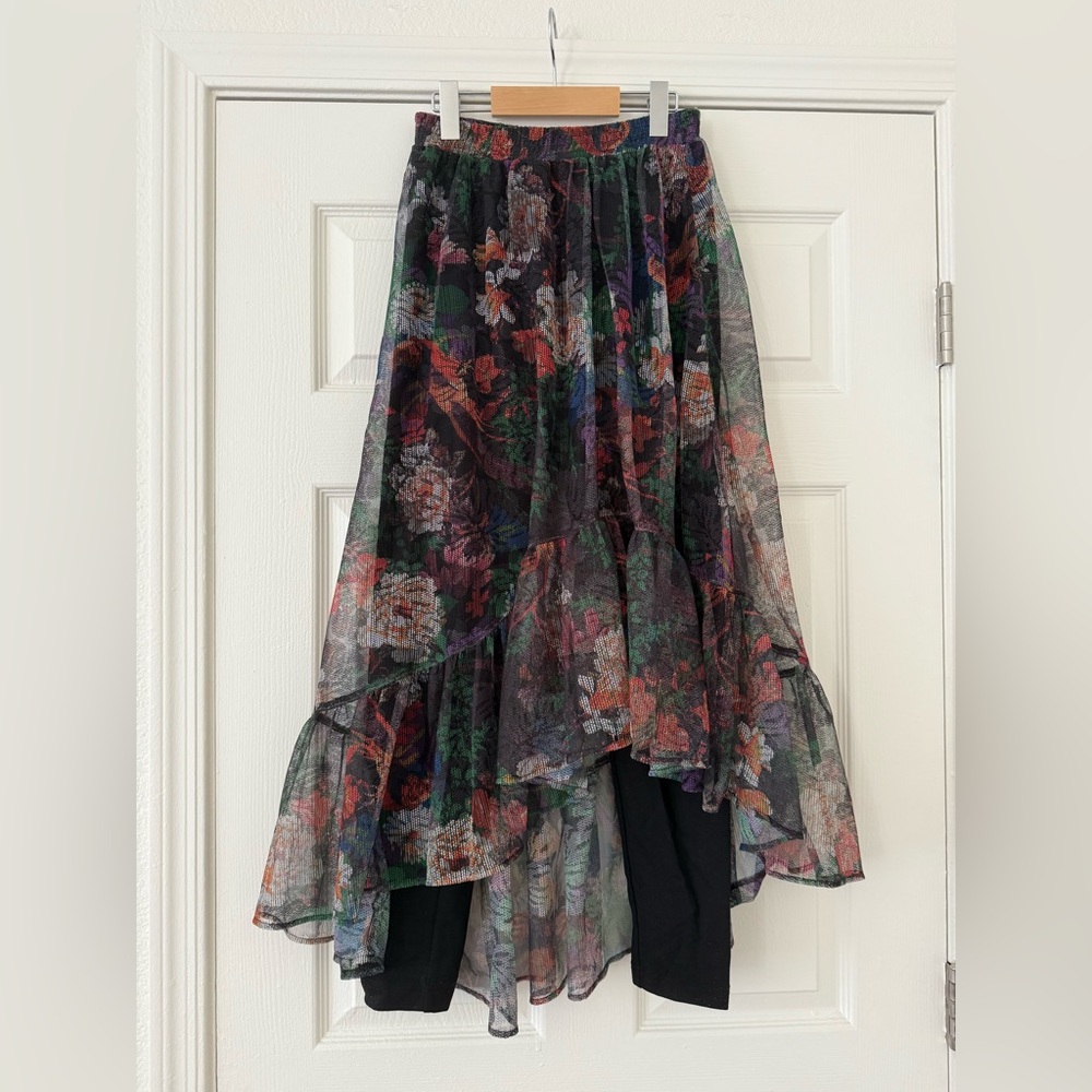 Anthropologie Maeve Meena Mesh Skirt With Leggings